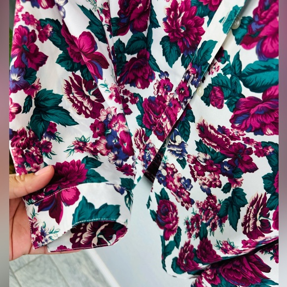 Vintage Pykettes 90s Floral Long Sleeve Button Down Shirt Shabby Chic - Picture 7 of 8
